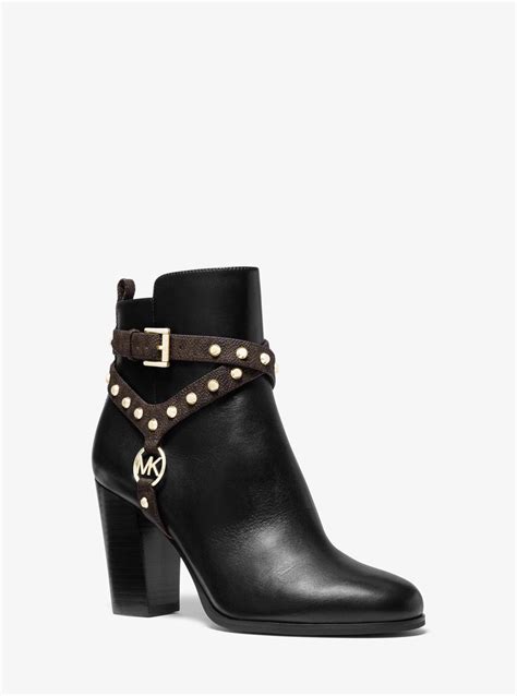 michael michael kors preston leather and logo ankle boot|Michael Kors ankle boots sale.